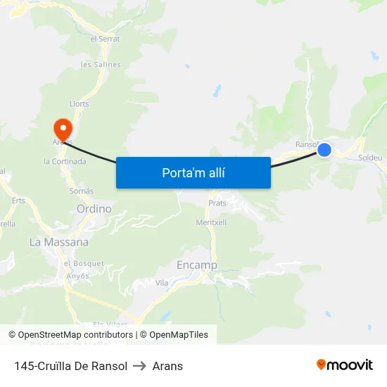 145-Cruïlla De Ransol to Arans map