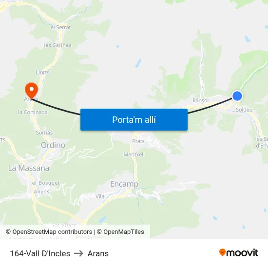 164-Vall D'Incles to Arans map