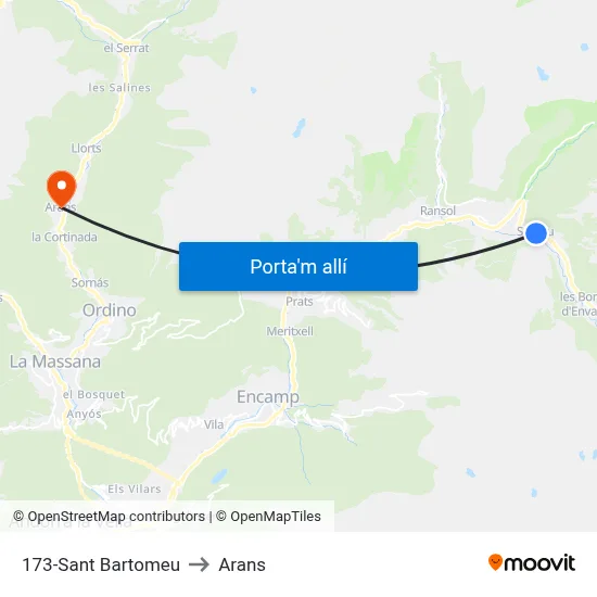 173-Sant Bartomeu to Arans map
