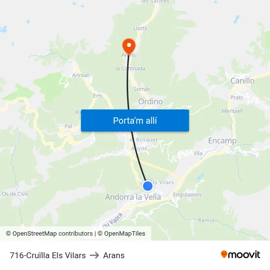 716-Cruïlla Els Vilars to Arans map