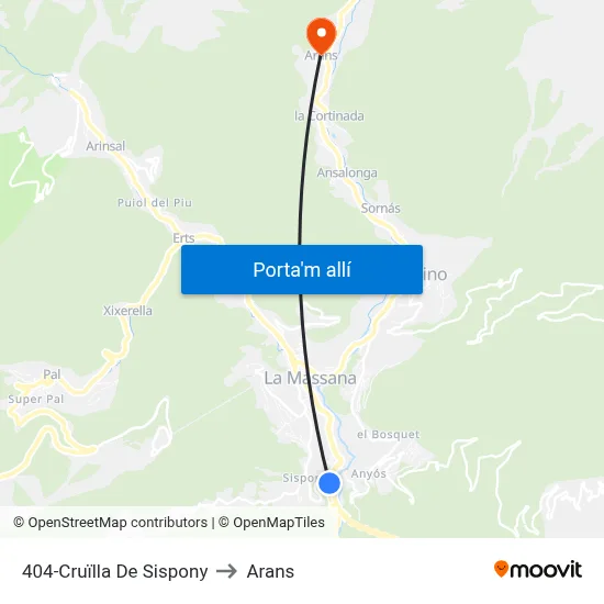 404-Cruïlla De Sispony to Arans map