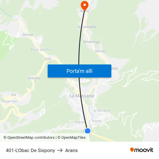 401-L'Obac De Sispony to Arans map