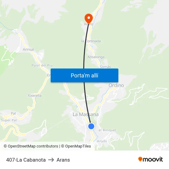 407-La Cabanota to Arans map