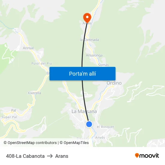 408-La Cabanota to Arans map