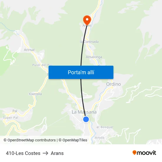 410-Les Costes to Arans map