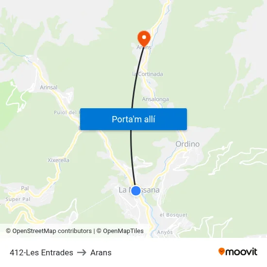 412-Les Entrades to Arans map