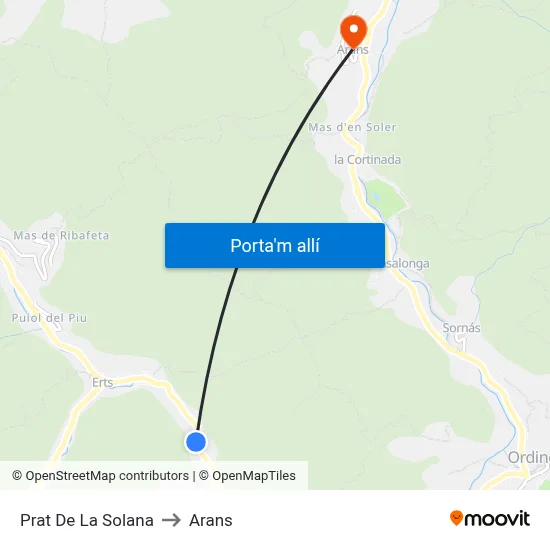 Prat De La Solana to Arans map