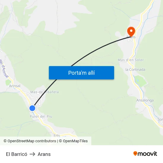 El Barricó to Arans map