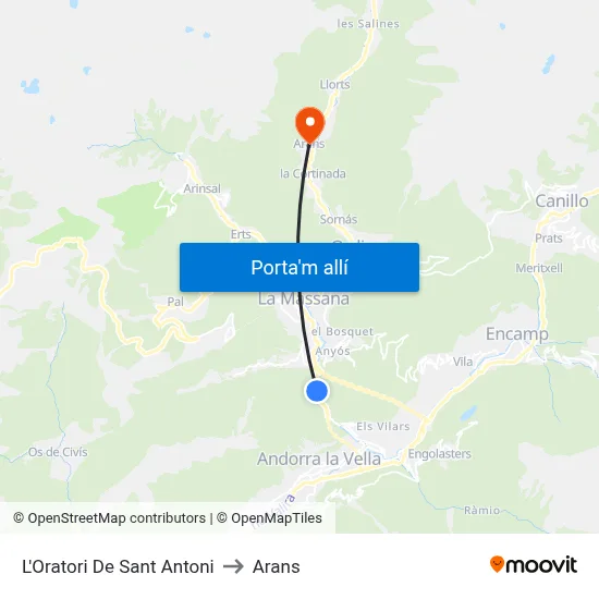 L'Oratori De Sant Antoni to Arans map