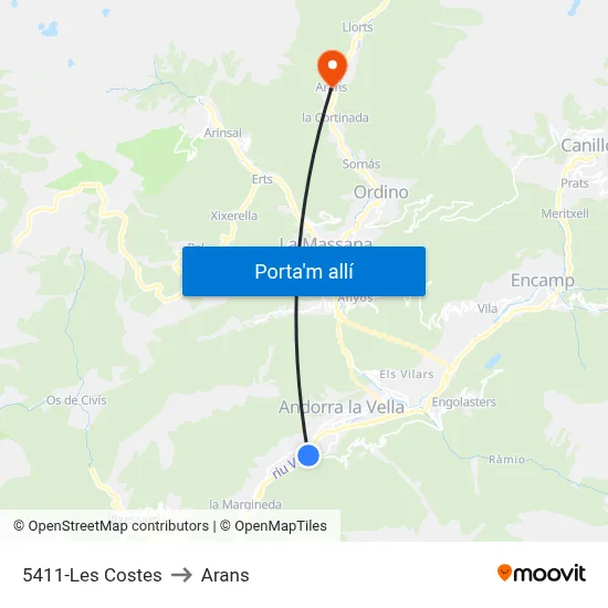 5411-Les Costes to Arans map
