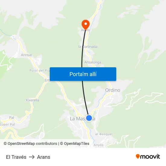 El Través to Arans map