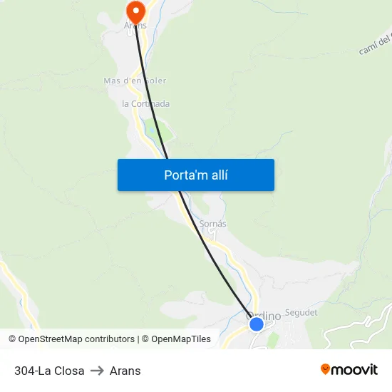 304-La Closa to Arans map