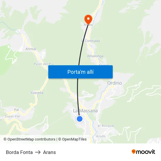 Borda Fonta to Arans map
