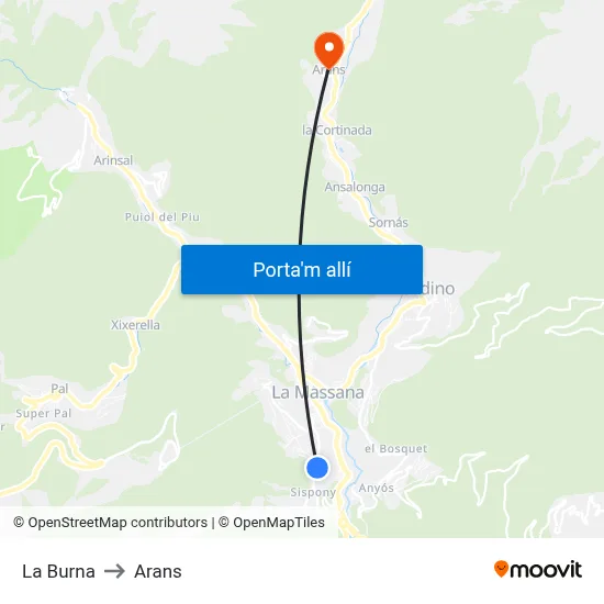 La Burna to Arans map