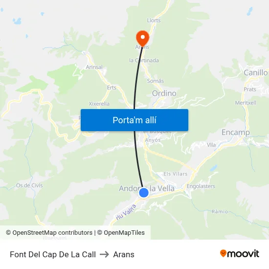 Font Del Cap De La Call to Arans map