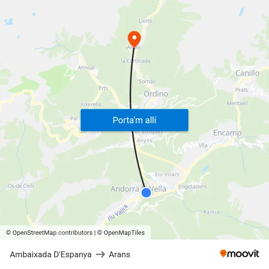 Ambaixada D'Espanya to Arans map