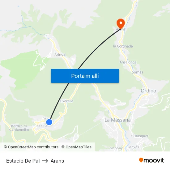 Estació De Pal to Arans map
