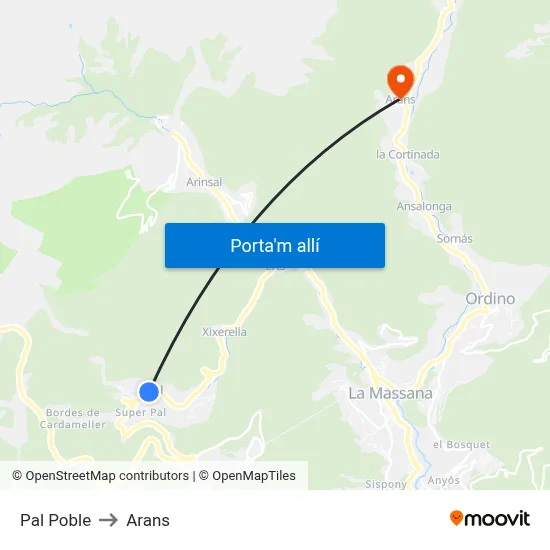 Pal Poble to Arans map