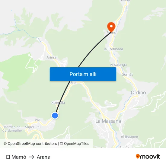 El Mamó to Arans map
