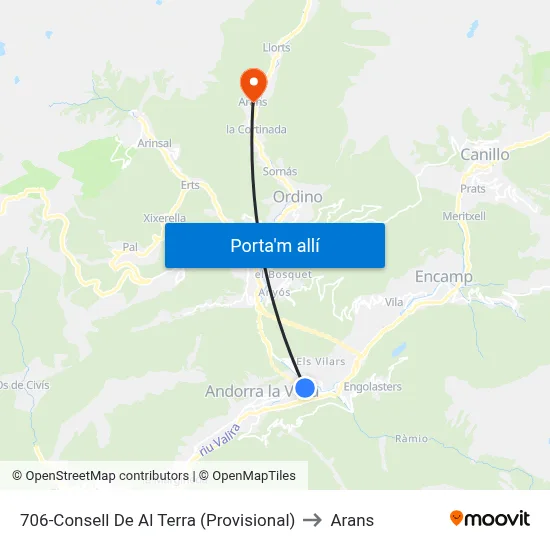 706-Consell De Al Terra (Provisional) to Arans map