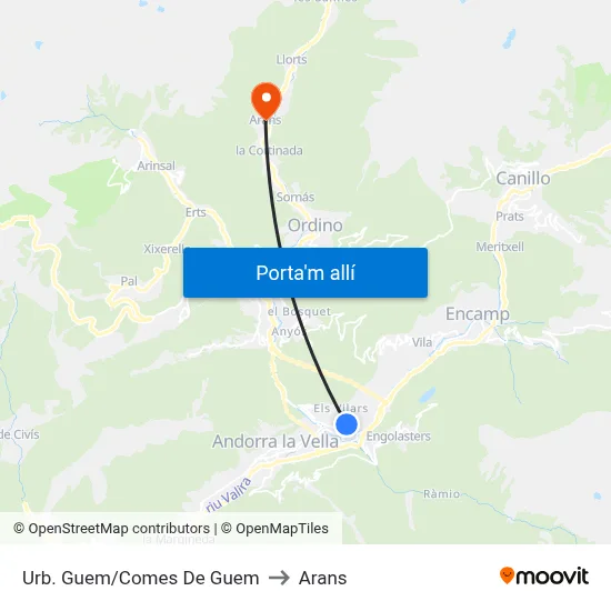 Urb. Guem/Comes De Guem to Arans map