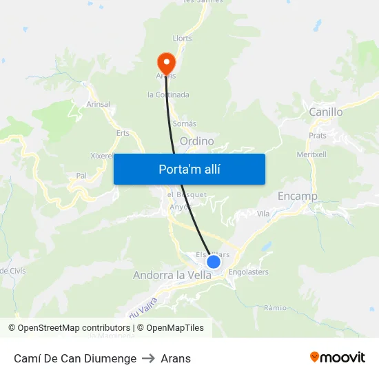 Camí De Can Diumenge to Arans map