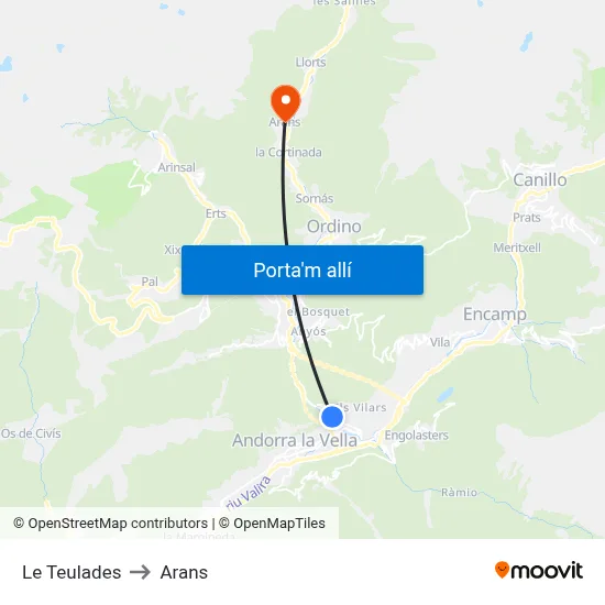 Le Teulades to Arans map