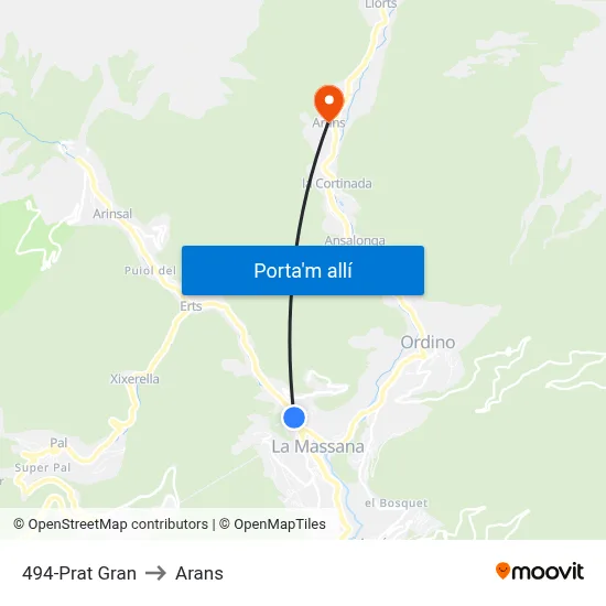 494-Prat Gran to Arans map