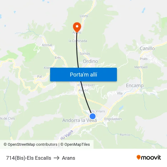 714(Bis)-Els Escalls to Arans map