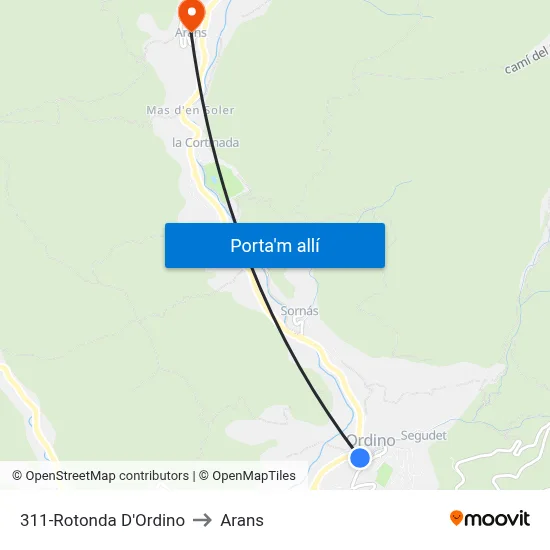 311-Rotonda D'Ordino to Arans map