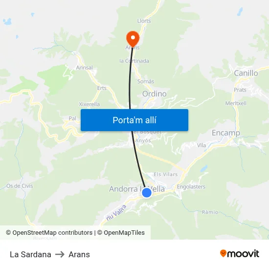 La Sardana to Arans map