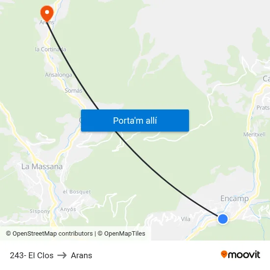 243- El Clos to Arans map