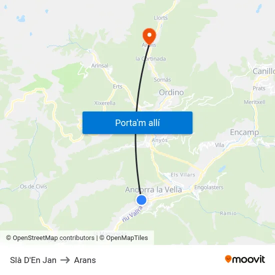 Slà D'En Jan to Arans map