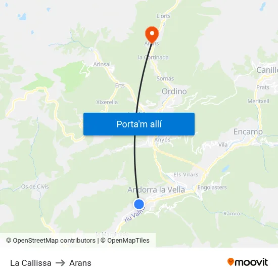 La Callissa to Arans map