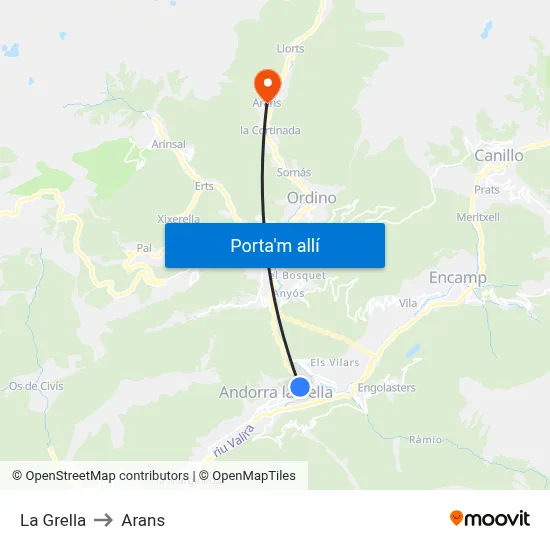 La Grella to Arans map
