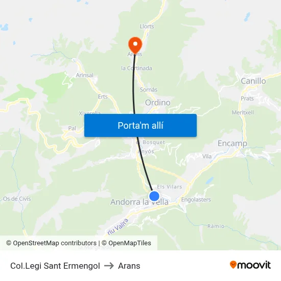 Col.Legi Sant Ermengol to Arans map