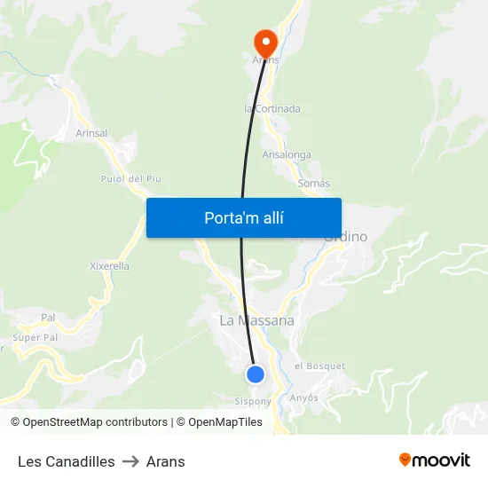 Les Canadilles to Arans map