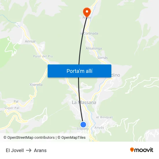 El Jovell to Arans map