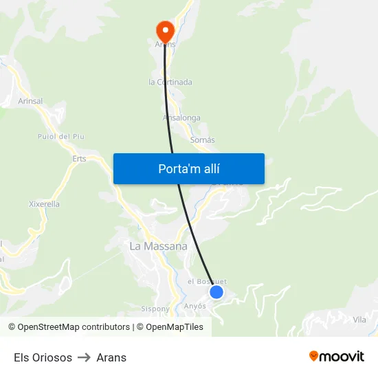 Els Oriosos to Arans map