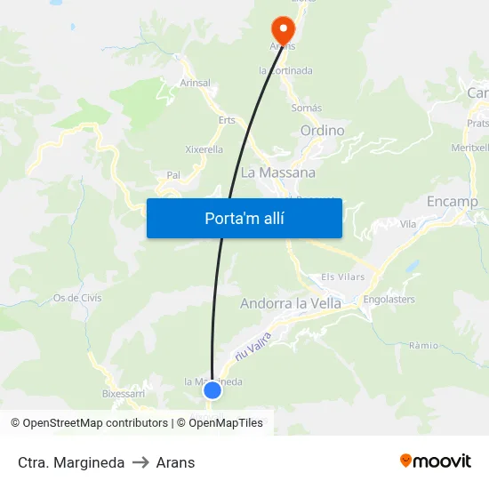 Ctra. Margineda to Arans map
