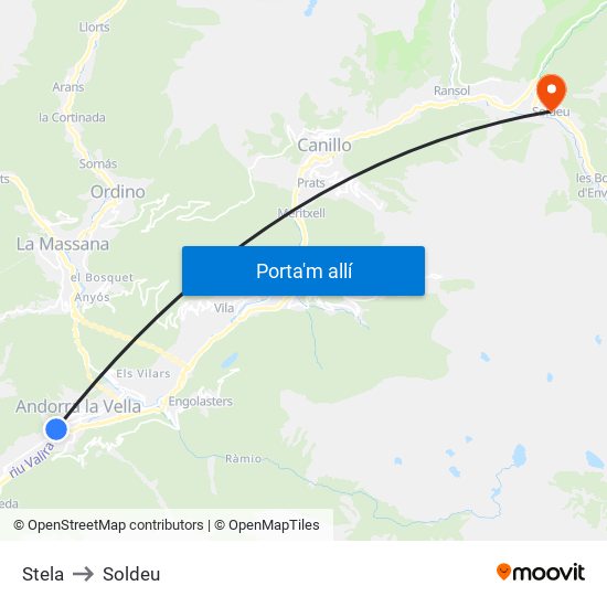 Stela to Soldeu map