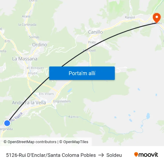5126-Rui D'Enclar/Santa Coloma Pobles to Soldeu map