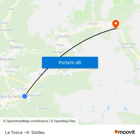 741-La Tosca to Soldeu map