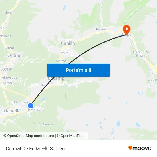 727-Central De Feda to Soldeu map