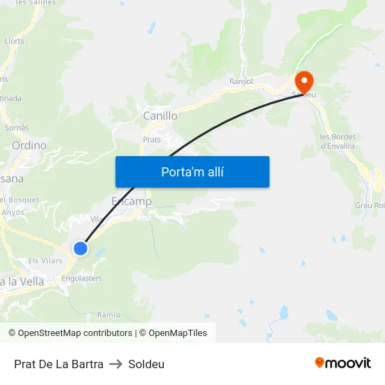 223-Prat De La Bartra to Soldeu map