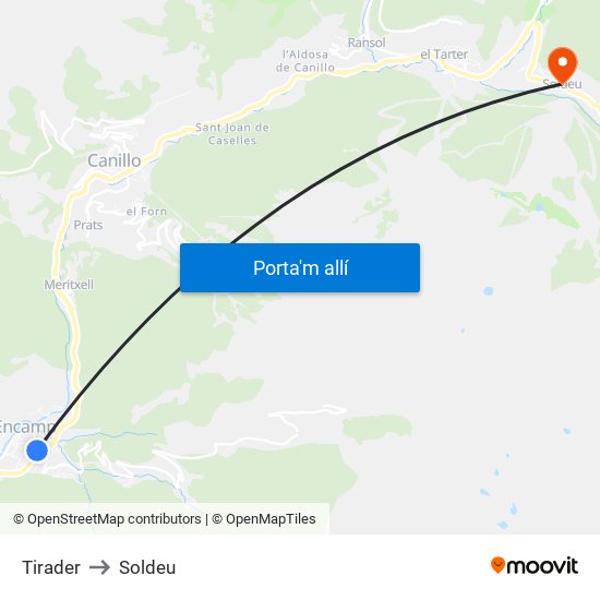 Tirader to Soldeu map