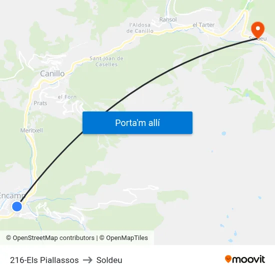 216-Els Piallassos to Soldeu map