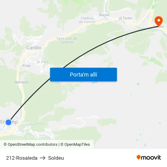 212-Rosaleda to Soldeu map