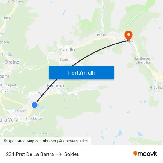 224-Prat De La Bartra to Soldeu map