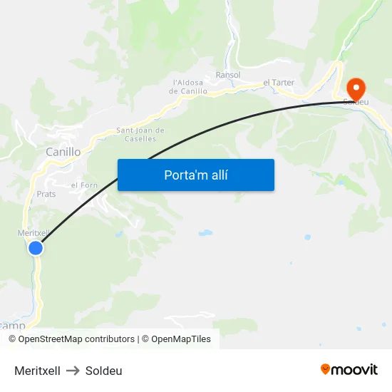 101-Meritxell to Soldeu map